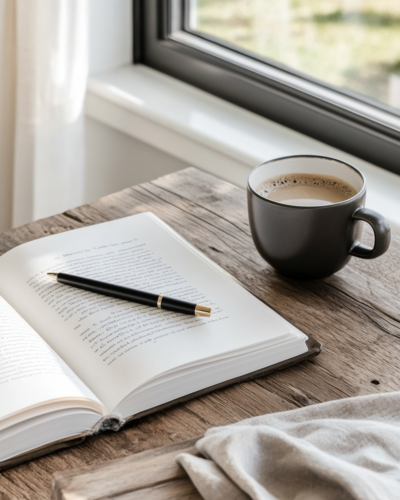open notebook and coffee on a wood desk — what to do when your marketing isn't working